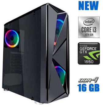 Игровой ПК 1stPlayer FIREROSE RGB Tower / Intel Core i3-10100F (4 (8) ядра по 3.6 - 4.3 GHz) / 16 GB DDR4 / 240 GB SSD / nVidia GeForce GTX 1650, 4 GB GDDR5, 128-bit / 700W