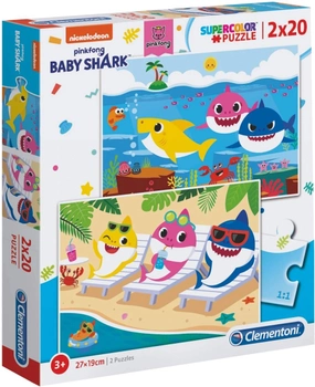 Zestaw puzzle Clementoni Super kolor Baby Shark 2 x 20 elementy (8005125247776)
