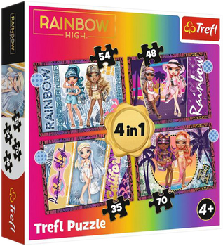Zestaw puzzle Trefl 4w1 Modne laleczki Rainbow High 35-48-54-70 elementów (5900511346145)