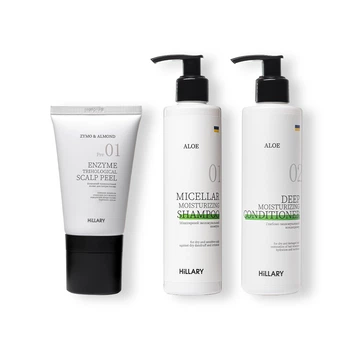 Энзимный пилинг для кожи головы + Набор для сухого типа волос Hillary Aloe Deep Moisturizing K-11-198