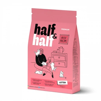 Сухий корм Half and Half Kitten для кошенят з яловичиною 2 (кг)