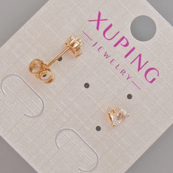 Серьги-пусеты Xuping «Сердце» с белым кристаллом, диаметр 6×6,5 мм, 5 мм ± позолота 18К, ida56969