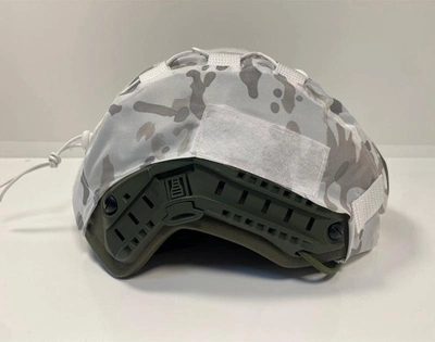 Кавер на каску FAST M-KET Білий камуфляж ЗСУ військовий чохол на шолом з гумкою бічними стропами та липучками для шевронів універсальний розмір L-XL