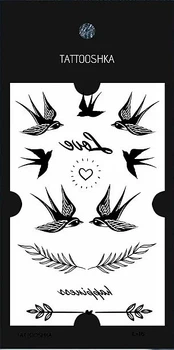 Временное тату "Ласточки Love" - Tattooshka Временное тату "Ласточки Love" (1шт) (1020025-0-2)