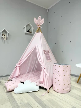 Детская палатка вигвам Zaromi, 110*110 см, розовый с сердечком