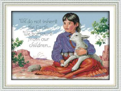 Набор для вышивания по нанесённой на канву схеме "A True Conservationist". AIDA 14CT printed 40*54 см