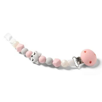 Держатель для пустышки с застежкой розовый BabyOno Natural Nursing (5901435403679)