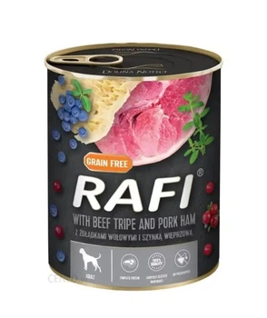 Влажный корм для собак Dolina Noteci Rafi Cans Adult with Beef tripe and Pork ham с говяжьими желудками, ветчиной, голубикой и клюквой 800 (г)