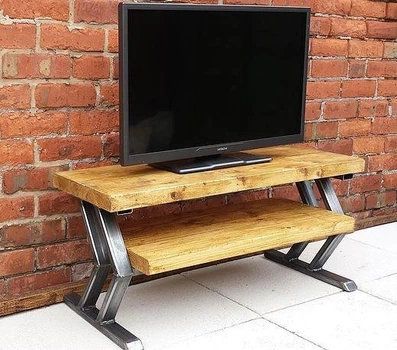 Дизайнерская тумба для телевизора в стиле Loft 100х40х50h Серый/Дерево ATL521