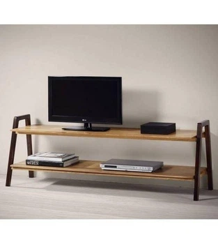 Дизайнерская тумба для телевизора в стиле Loft 160х40х50h Черный/Дерево ATL501