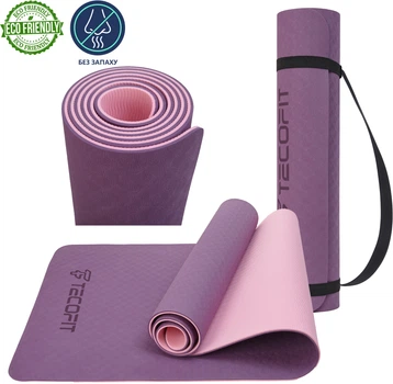 Коврик для йоги и фитнеса TECOFIT TPE 183x 61 x 0.6 см Pink-Purple (TOP18013825/3)