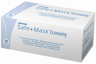 Маска медична трикульова MEDICOM SAFE+MASK ECONOMY (White), шт.