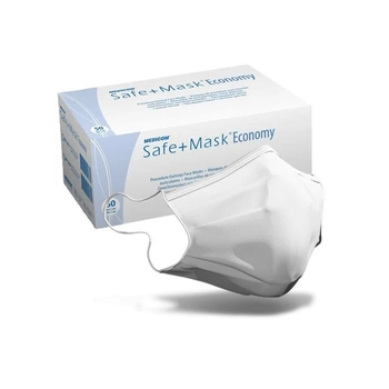 Маска медична тришарова MEDICOM SAFE+MASK ECONOMY (White), шт.