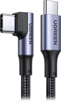 Кабель зарядний Ugreen Type-C 2.0 кутовий для швидкого заряджання PD 3 м Black (US334)