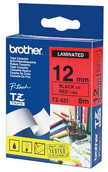 Taśma Brother 12 mm Laminated red Print Black (4977766686242)