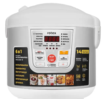 Мультиварка Rotex RMC-508-W , 900 Вт , обьём чаши 5 литров