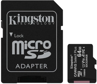 Карта пам'яті Kingston microSDXC 3х64GB Canvas Select Plus Class 10 UHS-I U1 V10 A1 + SD-адаптер (740617299007)