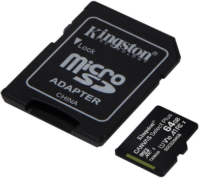 Karta pamięci Kingston microSDXC 3x64GB Canvas Select Plus Class 10 UHS-I U1 V10 A1 + SD-adapter (740617299007)