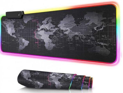 Килимок для мишки RS-01 RGB black map з підсвіткою 30 на 80 см
