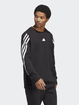 Bluza bez kaptura męska Adidas M Fi 3S Ls IC3755 L Czarna (4066752421438)