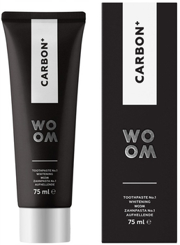 Зубна паста Woom Carbon+ відбілювальна чорна з активованим вугіллям 75 мл (8420075180322)