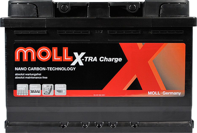 Автомобильный аккумулятор MOLL X-Tra Charge 12 В 75 А/час 720 A (4027701840755)