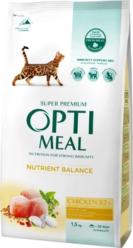 Полнорационный сухой корм Optimeal для взрослых кошек - курица 1.5 кг (4820215369671)
