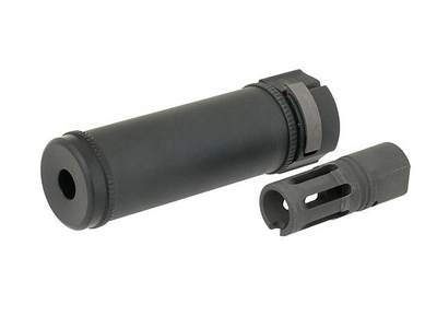 Глушник QD 126mm з полум'ягасником - Black (для страйкболу)