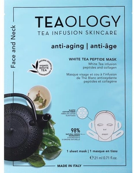 Тканинна маска для обличчя та шиї Teaology з пептидами білого чаю 21 мл (8050148500902)