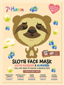 Maseczka do twarzy na tkaninie 7th Heaven Sloth Face Mask Lotus Blossom & Blueberry 26 g (083800052738)
