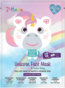 Тканинна маска для обличчя 7th Heaven Superfood Unicorn Face з фруктами юдзу і ягодами дубії 26 г (083800052714)