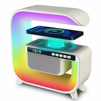 Ночник аккумуляторный RGB G3 с беспроводной зарядкой и Bluetooth колонкой 3W Smart Light Sound Machine (1001OP170)
