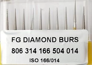 Бор алмазный FG стоматологический турбинный наконечник упаковка 10 шт UMG КОНУС 1,4/10,0 мм 314.166.504.014