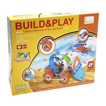 Іграшка на болтах BuildandPlay "Бульдозер + Вертоліт" Keedo J-101B, 117 елементів