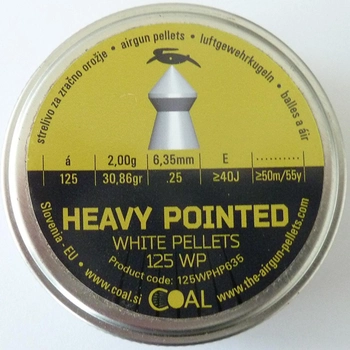 Пули пневматические 6.35 мм Coal Heavy Pointed 2.0 г 125 шт/уп