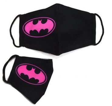 Многоразовая 4-х слойная защитная маска "Бэтмен" размер 3, 7-14 лет, черно-розовая (TS271195155101)