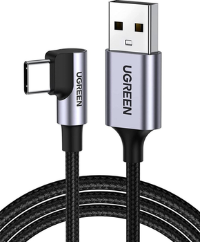 Kabel synchronizacyjny Ugreen US284 USB - Type-C Cable Angled Aluminum Braid 1 m Black (6957303859412)