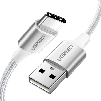 Кабель Ugreen US288 USB 2.0 to USB Type-C Cable Nickel Plating Aluminum Braid 3 А 0.25 м White (6957303861293)