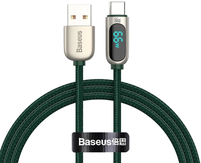 Kabel Baseus Display Fast Charging Data Cable USB to Type-C 66 W 1 m Green (CASX020006)