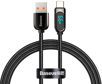 Кабель Baseus Display Fast Charging Data Cable USB to Type-C 66 W 1 м Black (CASX020001)