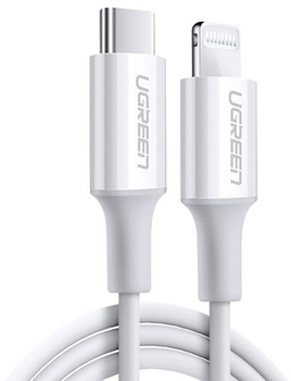 Kabel Ugreen US171 USB 2.0 Type-C M-Lightning m 3 A Nickel Plating ABS Shell 1.5 m White (6957303867486)