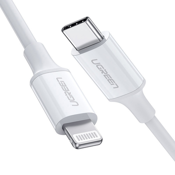 Kabel Ugreen US171 USB 2.0 Type-C M-Lightning m 3 A Nickel Plating ABS Shell 1.5 m White (6957303867486)