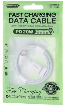 Kabel Remax Dofon Series Type-C to Lightning 20 W 2.4 A 1 m White (RC-C026)