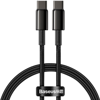 Kabel Baseus Tungsten Gold Fast Charging Data Cable Type-C to Type-C 100 W 1 m Black (CATWJ-01)