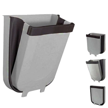 Складне відро для сміття на двері Foltable Trash Bin сіре