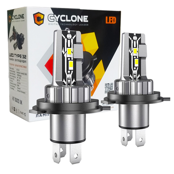 лампа светодиодная для фар cyclone led h4 6000k 4800lm type 32 2 шт комплект