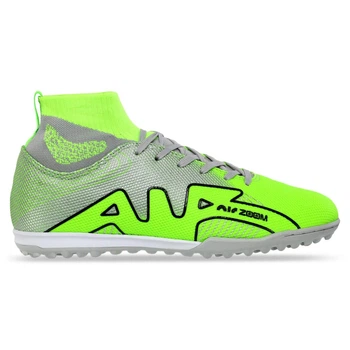 Сороконожки футбольные с носком Zelart Zoom 220104-4 размер 44 Light Grey-Neon Green