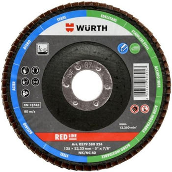 Круг Wurth лепестковый DOMED-BR22.23-G120-D125 RED LINE (0579580321)