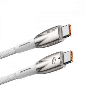 Кабель Baseus Glimmer Series Fast Charging Type-C to Type-C 100 Вт 2м white (CADH000802)