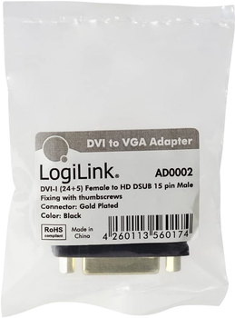 Adapter LogiLink VGA - DVI Black (4260113560174)